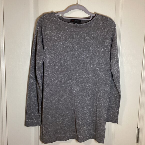 Edit By Jeanne Beker Women's Silver Sparkly Shiny Top Party Size M Long Sleeves - Picture 1 of 8